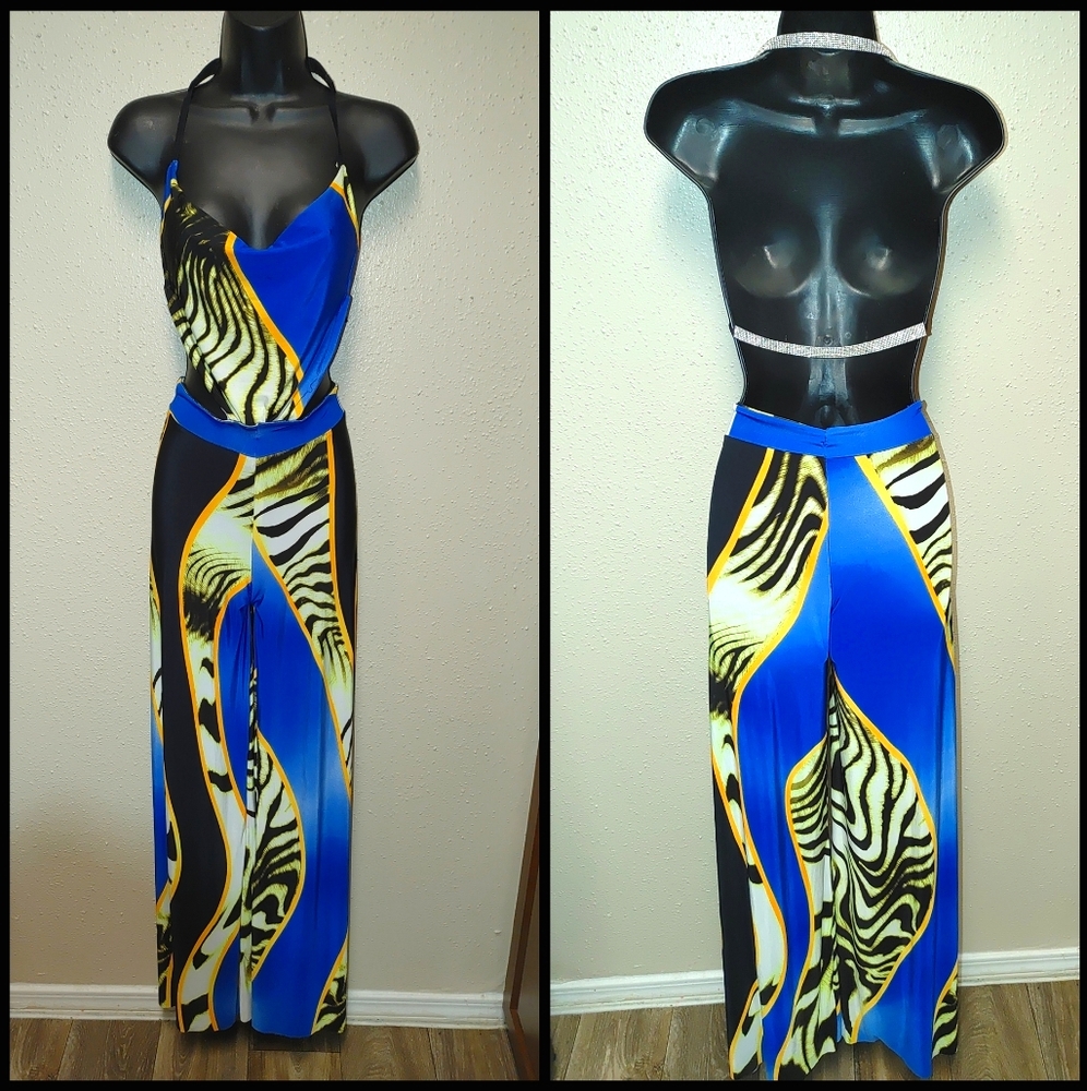 1pc Blue Yellow Print Custom Made Small - Picture 2 of 4